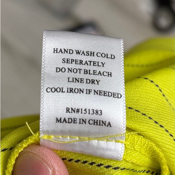 Current Air LA Women’s M Lime Green Pinstripe Wide Leg Low Rise Pants NEW - Picture 6 of 6